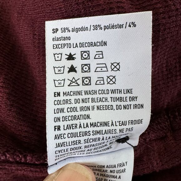 American Eagle Outfitters Mens Button Hoodie Maroon Burgundy Pullover Medium - Picture 9 of 14